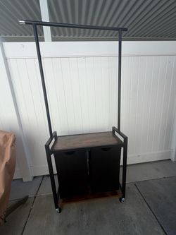 2 section laundry sorter w/ hanging rack