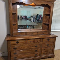 Vintage solid wood dresser and vanity