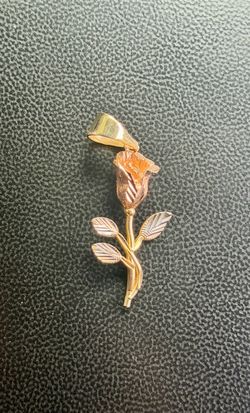 Rose yellow gold flower charm 14k pendant