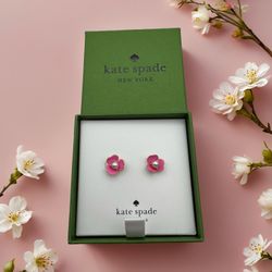 Kate Spade “Bouquet Toss” Pink Flower And Faux Pearl Stud Earrings (New)…