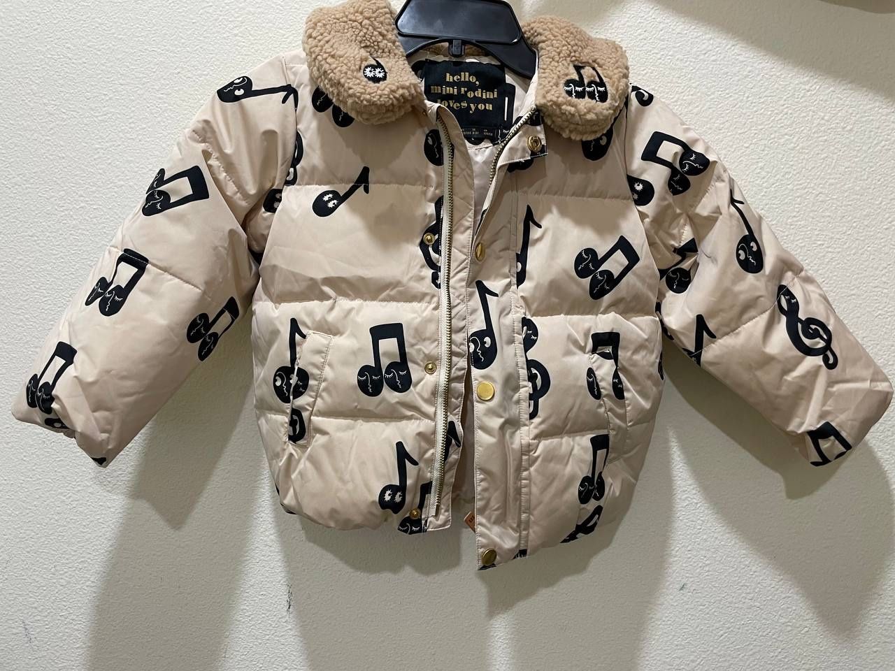 Mini Rodini Notes Puffer Jacket - Beige 8-9 Years Old