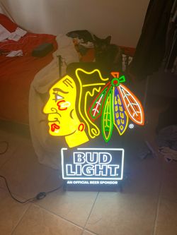 Blackhawk bud light neon sign.