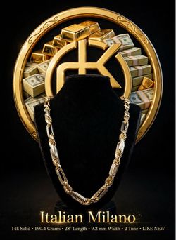 14k SOLID ITALIAN MILANO CHAIN 2 TONE