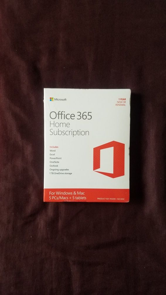 New Office 365 home subscription.