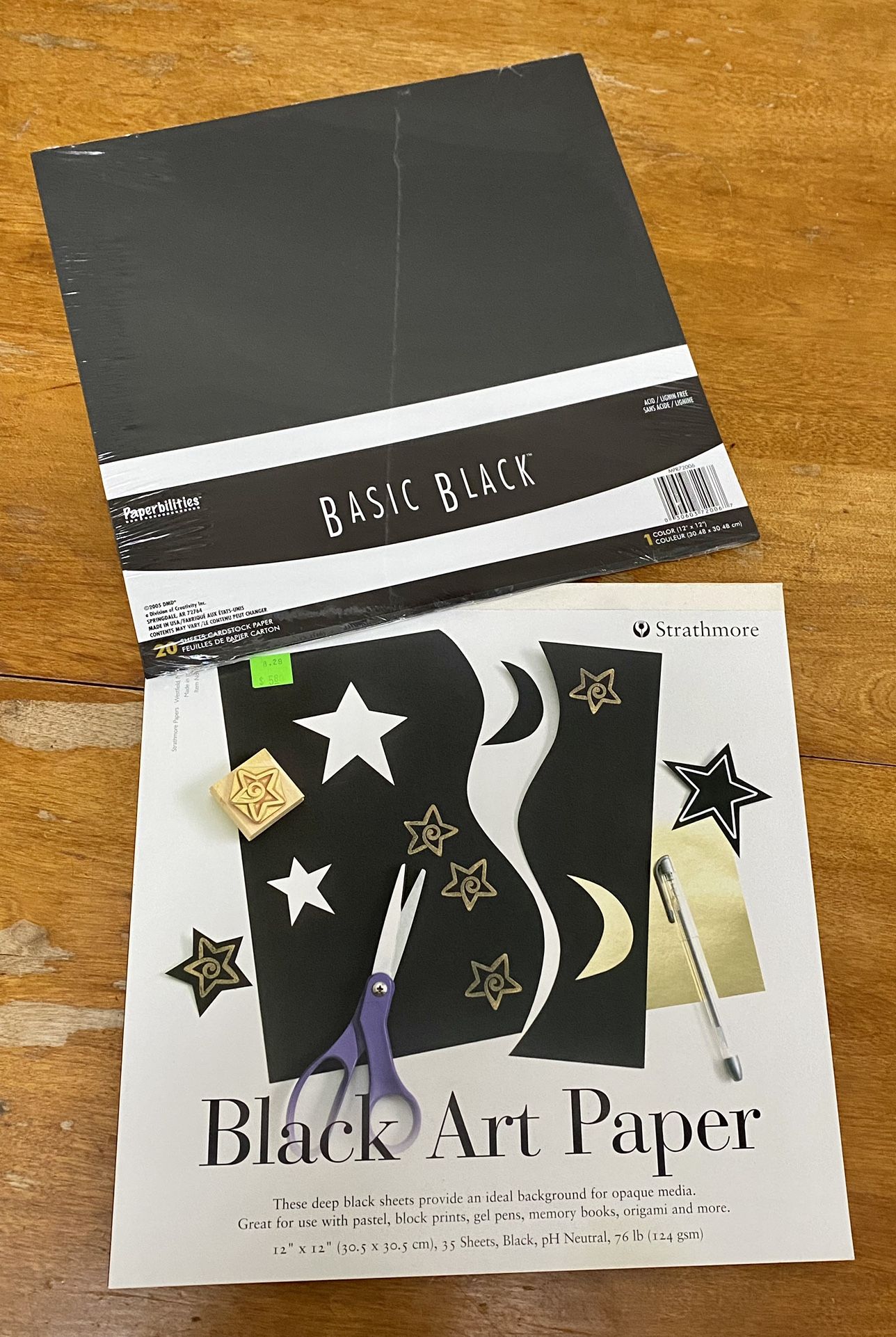 12x12 Basic Black Cardstock Art Paper Scrapbooking Stathmore 35 Sheets +20 NEW
