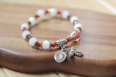 Rosary Bracelet, Crystal and Silver Plated beads, All sizes