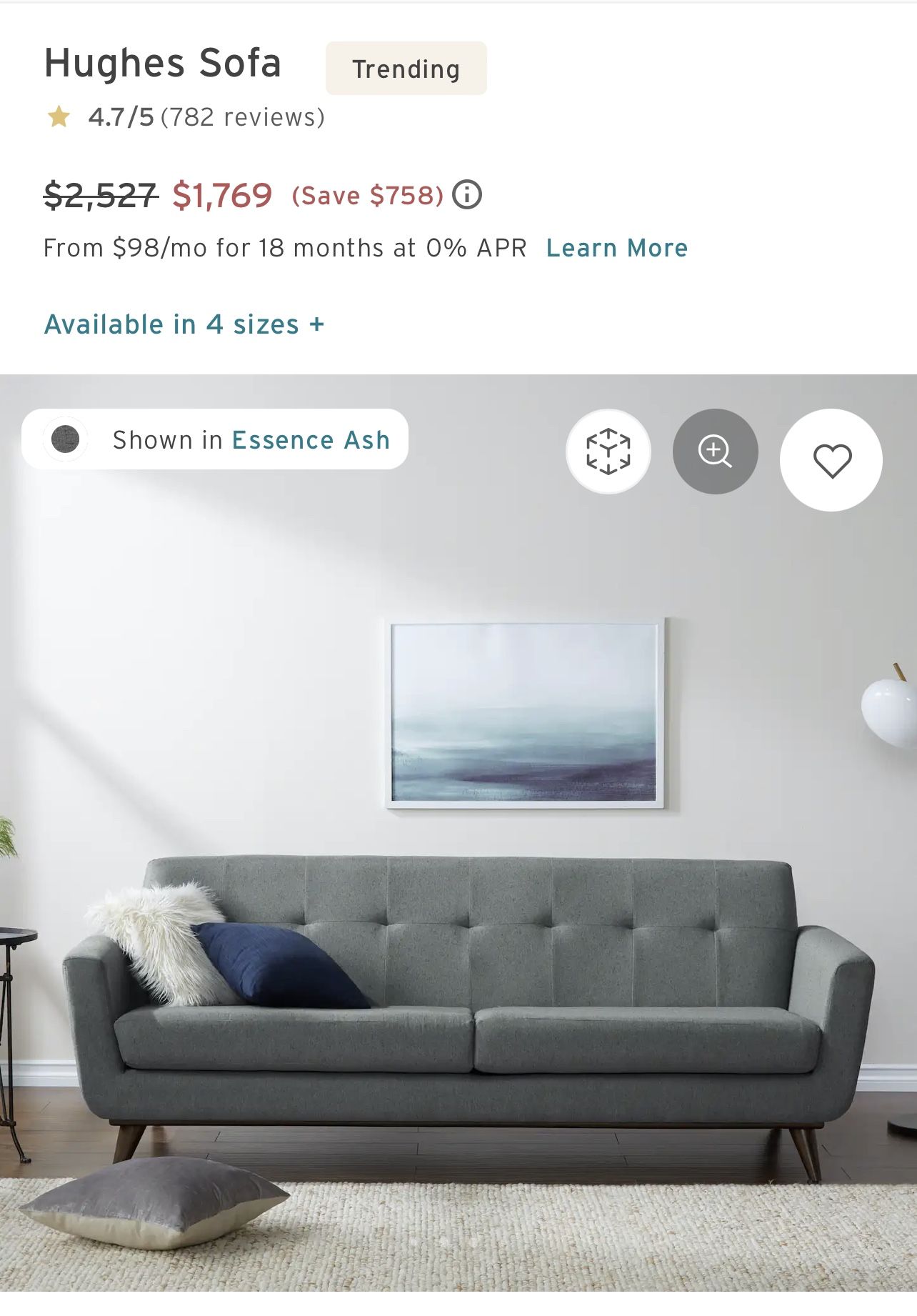 Joybird Hughes Sofa Reviews Baci Living Room