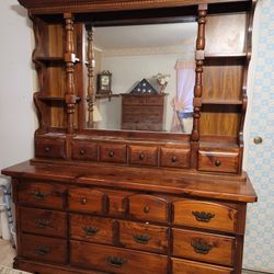 Antique 1970s Dresser With Mirror