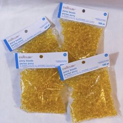 Yellow Iridescent Pony Beads 4 Pack Art Supplies Crafts