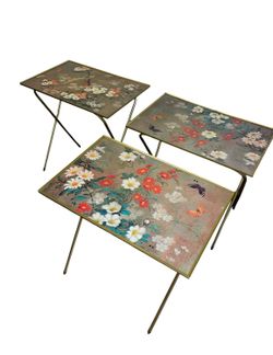 Set of 3 MCM Vintage Folding TV Trays