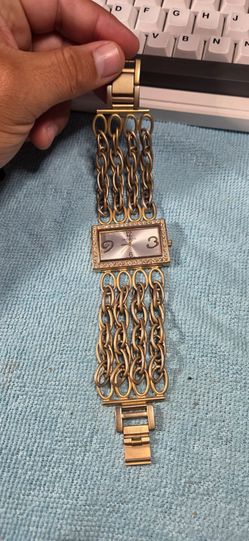 Arden B Gold Tone Y2K Chain Bracelet Watch – Rhinestone Bezel