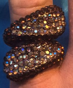 Statement Ring: Bronze & Champagne Crystal, Large costume jewelry one size fits all