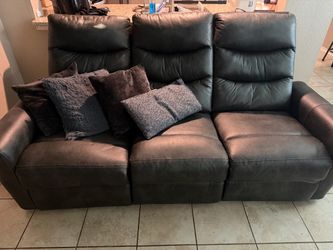 Dark Gray Leather Recliner Sofa