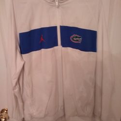 Jordan Florida Gators men pullover windbreaker jacket sz large white/blue C2