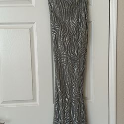 Silver Maxi Mermaid Gown With Tags 
