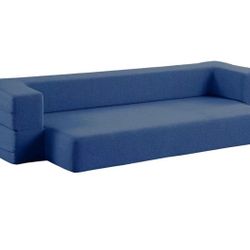 80" Multifunctional Folding Sofa Bed - Linen Memory Foam Mattress & Removable Sofa Cover & 2 Pillows - Simple Style, Suitable for Living Room Space Co