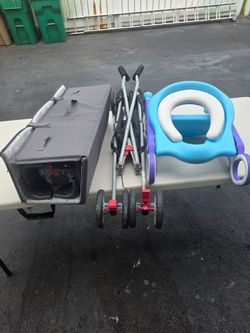 Baby toilet seat, a stroke, baby stroller. And playpen