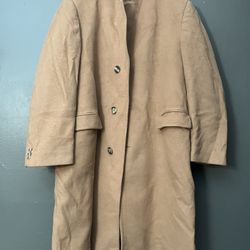 Men’s Solid Camel Wool Cashmere Blend Tailored Overcoat Fully Lined 