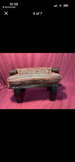 Leather embossed stool
