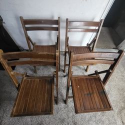 Lot Of 4 Wooden slats vintage 1970s Classic Folding Chairs- Made In YUGOSLAVIA