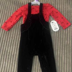 Black Velvet Christmas Outfit  Black/Red/Bows 