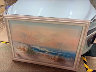 Large coastal beach photo painting frame