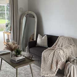 Full Length Solid Rustic Wood Distressed White Mirror