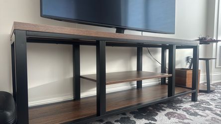 Modern Wood & Black Metal TV Stand