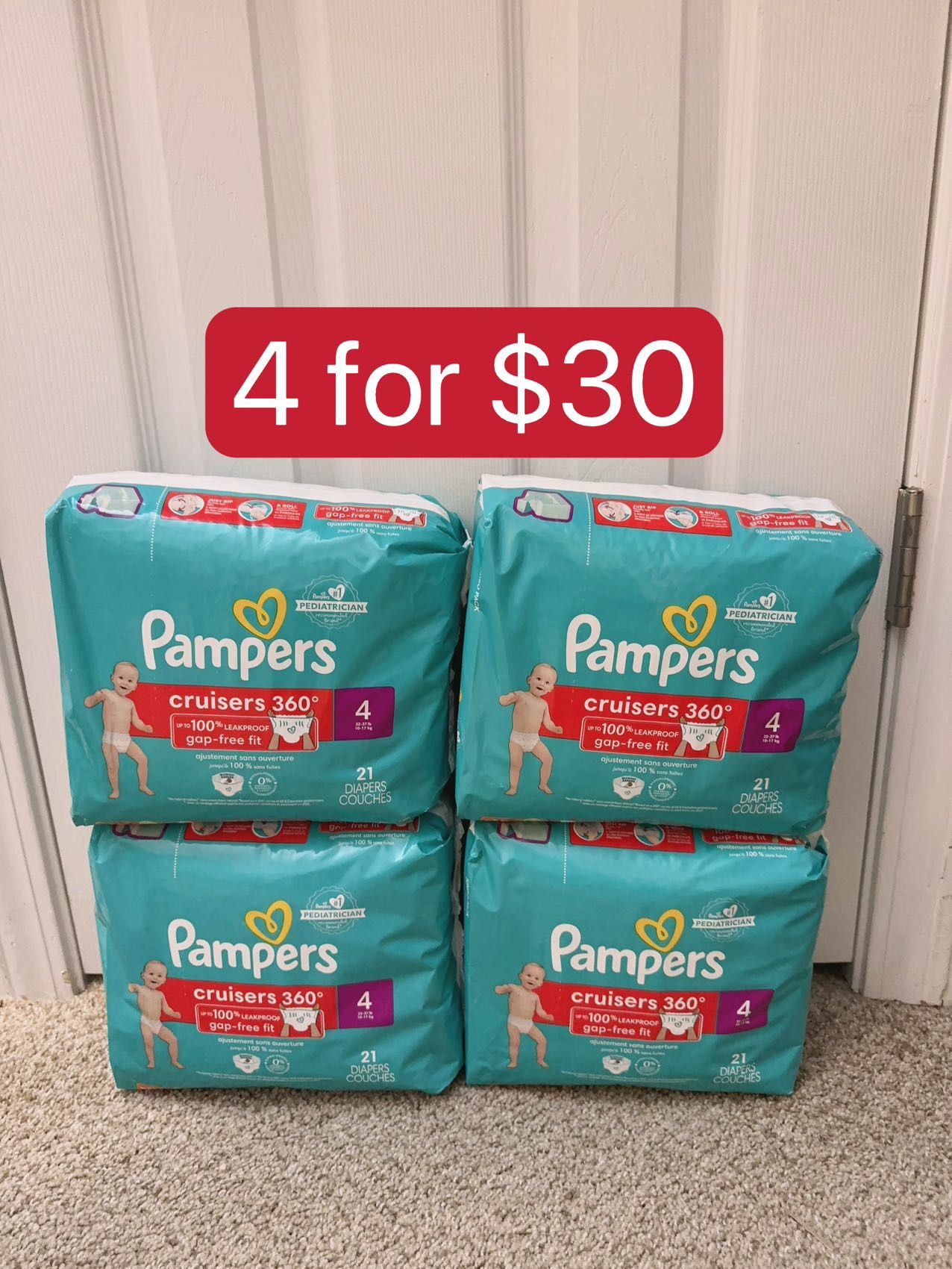 Pampers cruisers 360 size 4 4 for$30