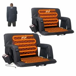 2pcs oversized 25" W Heated Stadium Seat with Back Support, Bleacher seats
