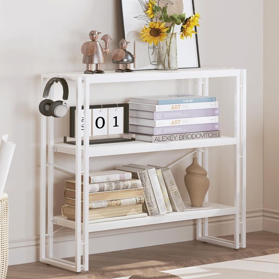 3 Tier White Bookshelf