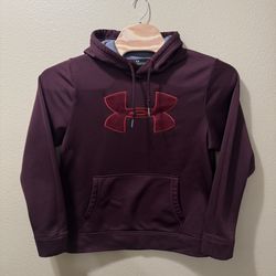 Men’s Medium Under Armour ColdGear Burgundy Red Athletic Loose Pullover Hoodie