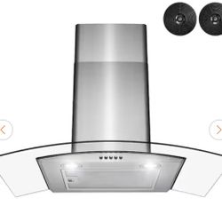 30 in. Convertible Wall Mount Range Hood with LEDs, Push Control and Carbon Filters in Stainless Steel