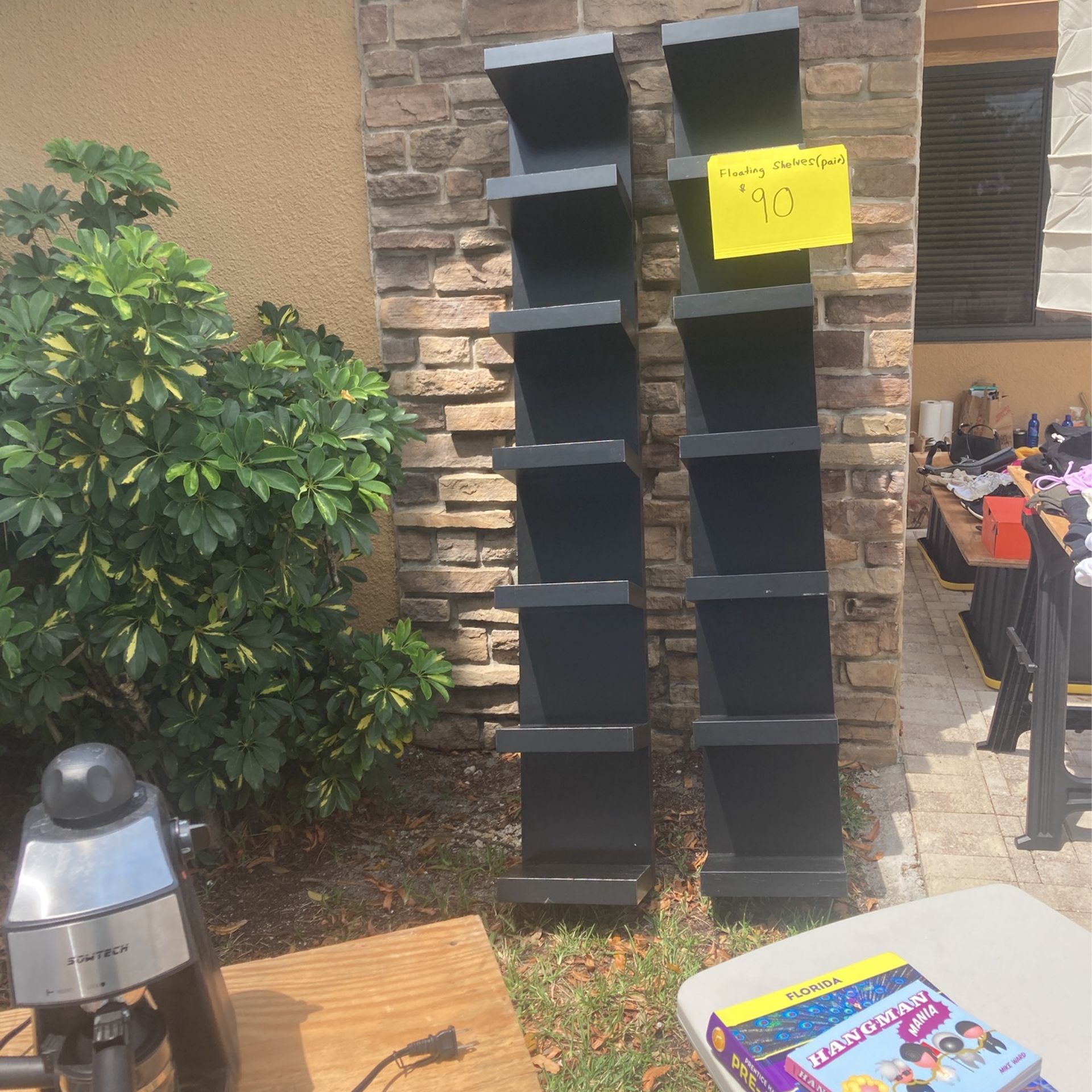 Floating Black Wood Shelving(pair)