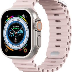Ocean Band Compatible with Apple Watch Ultra Band 49mm 45mm 44mm 42mm 41mm 40mm 38mm Men Women, Soft Silicone Sport Band Replacement Strap for Apple W