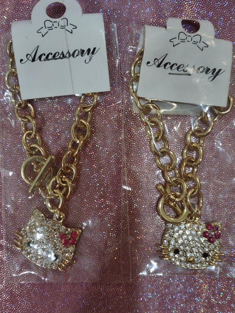 New Hello Kitty Bling Bracelets In Gold & Silver -$4 Each