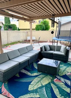 Patio furniture and outdoor rug