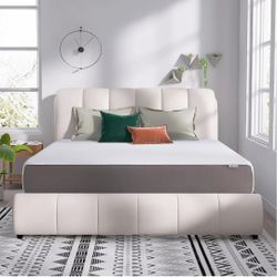 King 10inch Gel Memory Foam Mattress, Medium Firm, White/Grey, brand new in box.