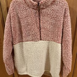 Woman’s Time and Tru Half Zip Teddy Bear Sherpa Jacket Size 2X