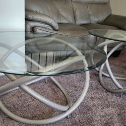 1 Glass Coffee & 2 End Tables Set