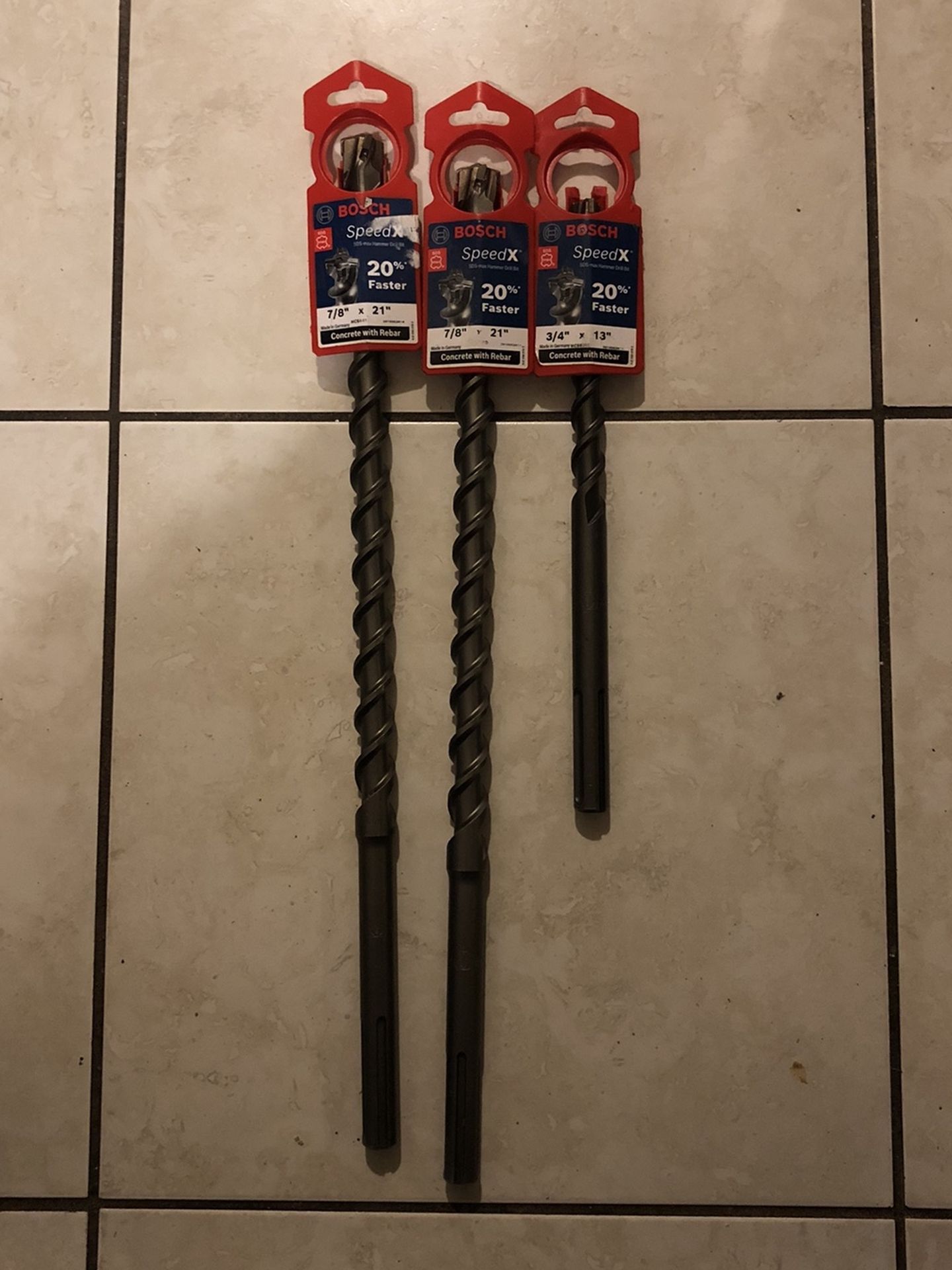 3 BOSH BITS SDS MAX SPEED FOR ROTO HAMMER BRAND NEW