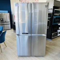 Samsung - 29 cu. ft. 4-Door Flex French Door Refrigerator with WiFi, Beverage Center and Dual Ice Maker - Stainless steel Model:RF29ASR