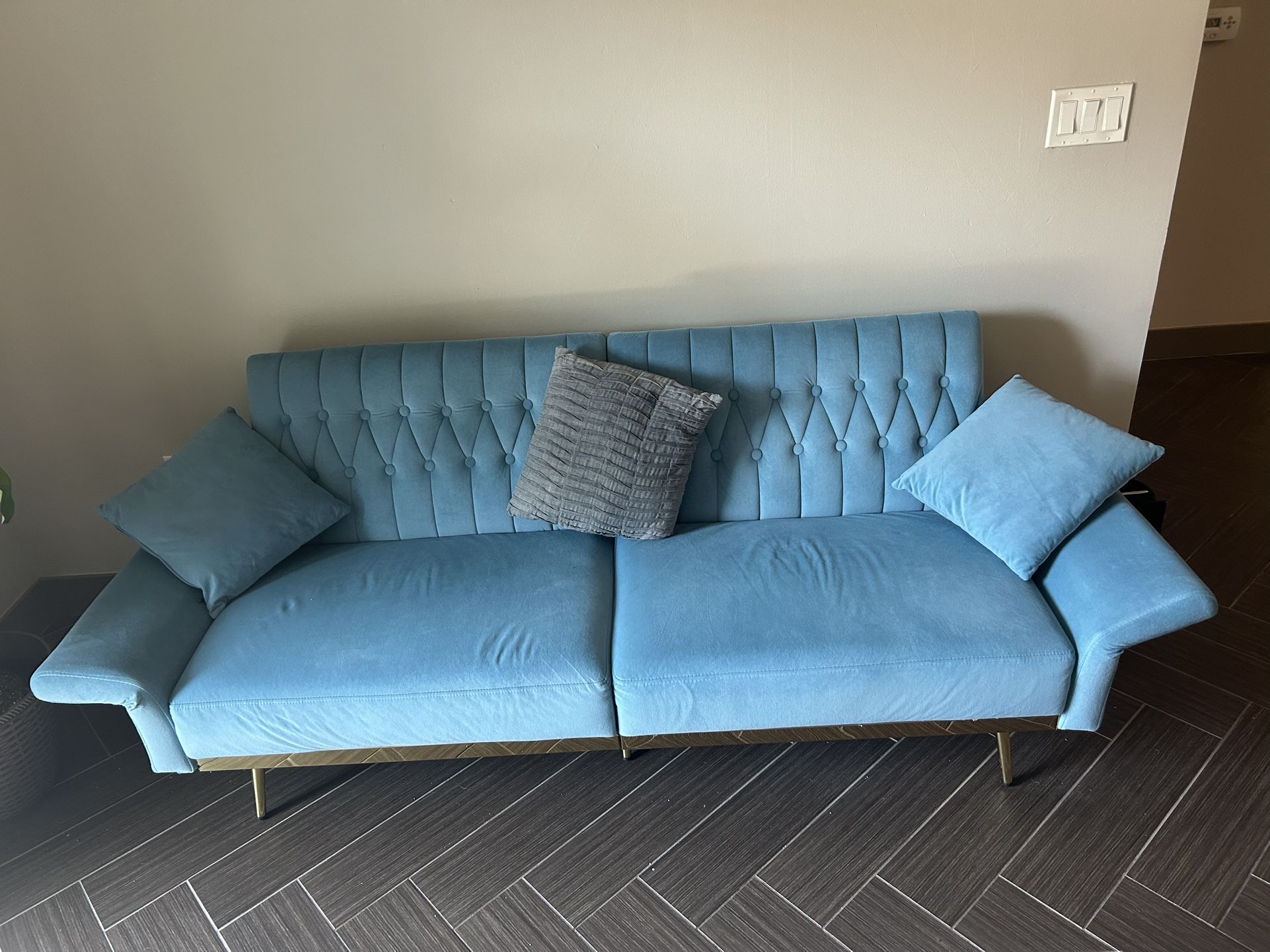 Blue Velvet Futton Couch