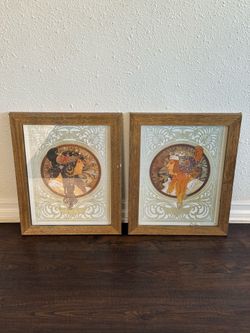 (2) framed Mucha prints from Munich