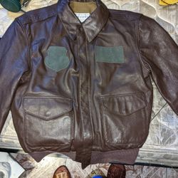 Saddlery Type A-2 VTG USA Brown Goatskin Leather Flight Jacket Bomber Men's 38r