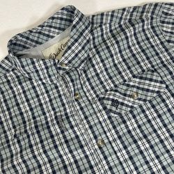 Duck Camp Mens XL Gray Plaid Hunting Fishing Short Sleeve Button Up Shirt