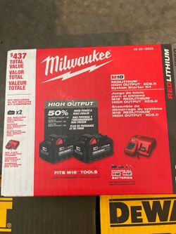Milwaukee 2x 6.0 batteries and charger