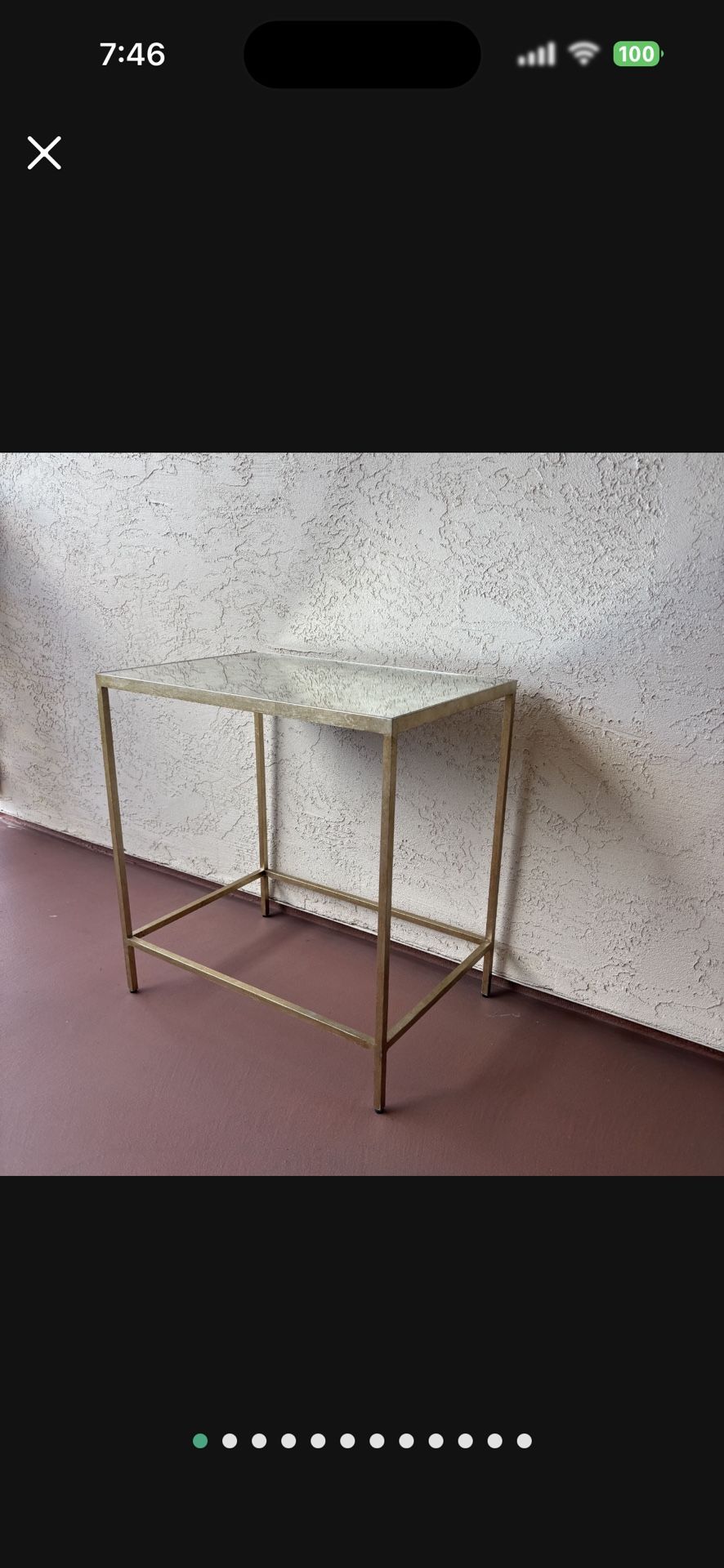 One Heavy Iron Table With Mirror Top