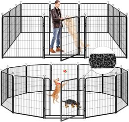 Dog Playpen Outdoor Extra Wide 12 Piece Panels Heavy Duty Anti-Rust Coating-Strengthened Dog Fence