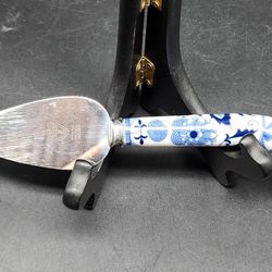 Vintage Prill Sheffield England Blue & White Porcelain "Blue Danube" Pie Cake Pastry Server